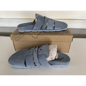 FREE PEOPLE Sunday Season Suede Mules Shoes Bluebell Slip-Ons 10.5